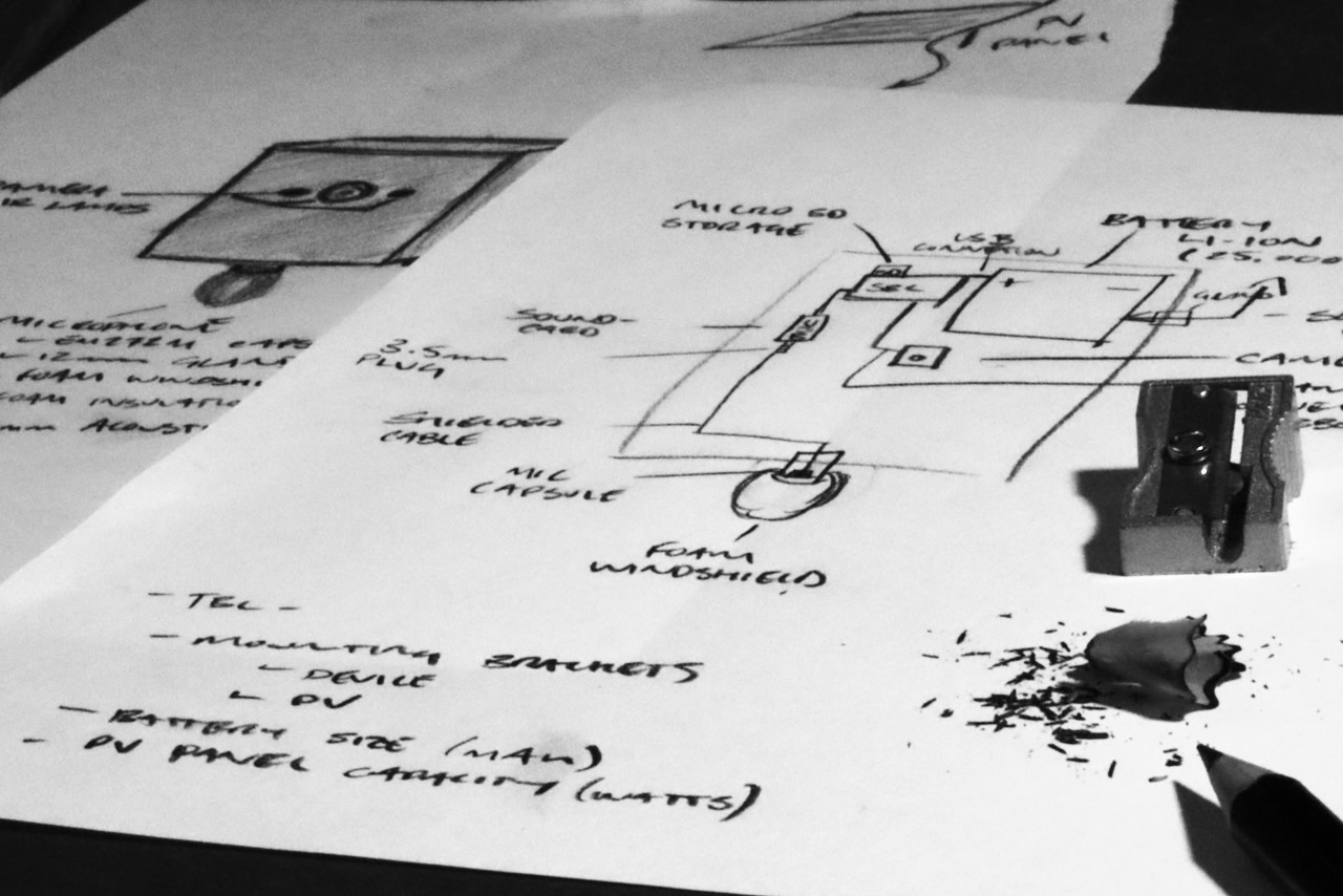 Sketches for third version acoustic classifier device
